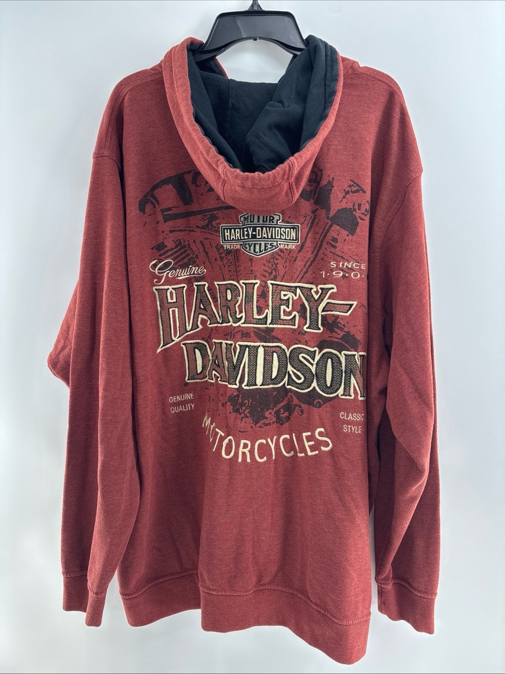 Harley-Davidson Red Zip-Up Hoodie with Black Lined Hood 4xl.